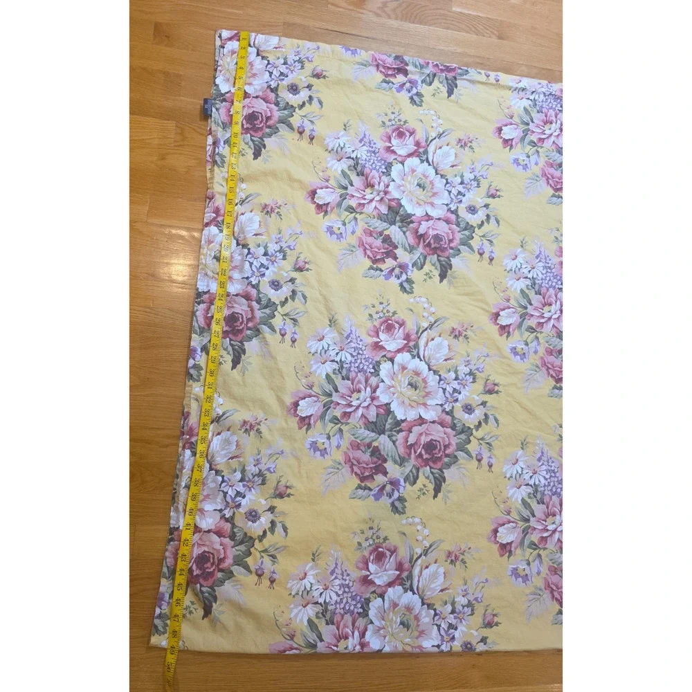Ralph Lauren Sophie Brooke Queen Flat Fitted Sheet Set Yellow Floral Cottagecore